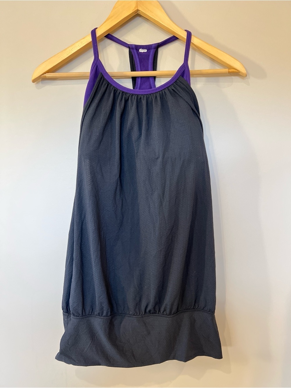 lululemon athletica black Tank Top with Purple Trim